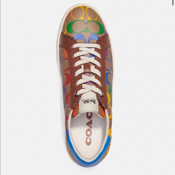 Coach Clip Low Top Sneaker in Rainbow Signature Canvas - Picture 3 of 5
